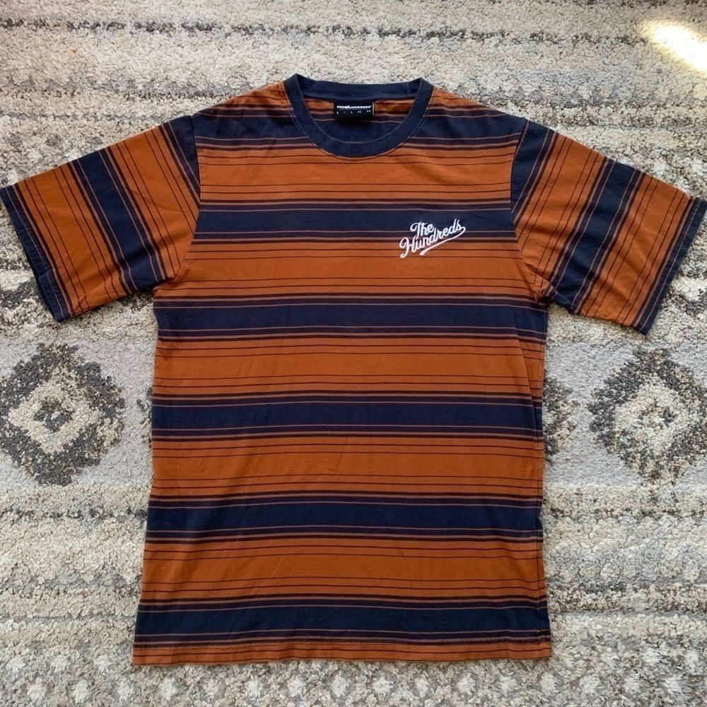 The Hundreds Navy Orange Striped Shirt Medium